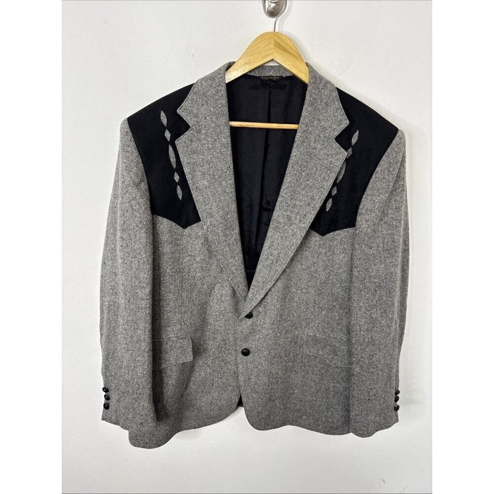 Vintage Pagano West Men 46‎ Western Rodeo Blazer Sports Coat Gray USA